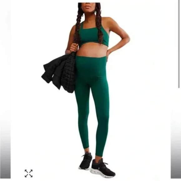 NWT $108 FP Movement x Hatch Never Better Maternity Legging Green SMALL Holiday - Picture 3 of 7